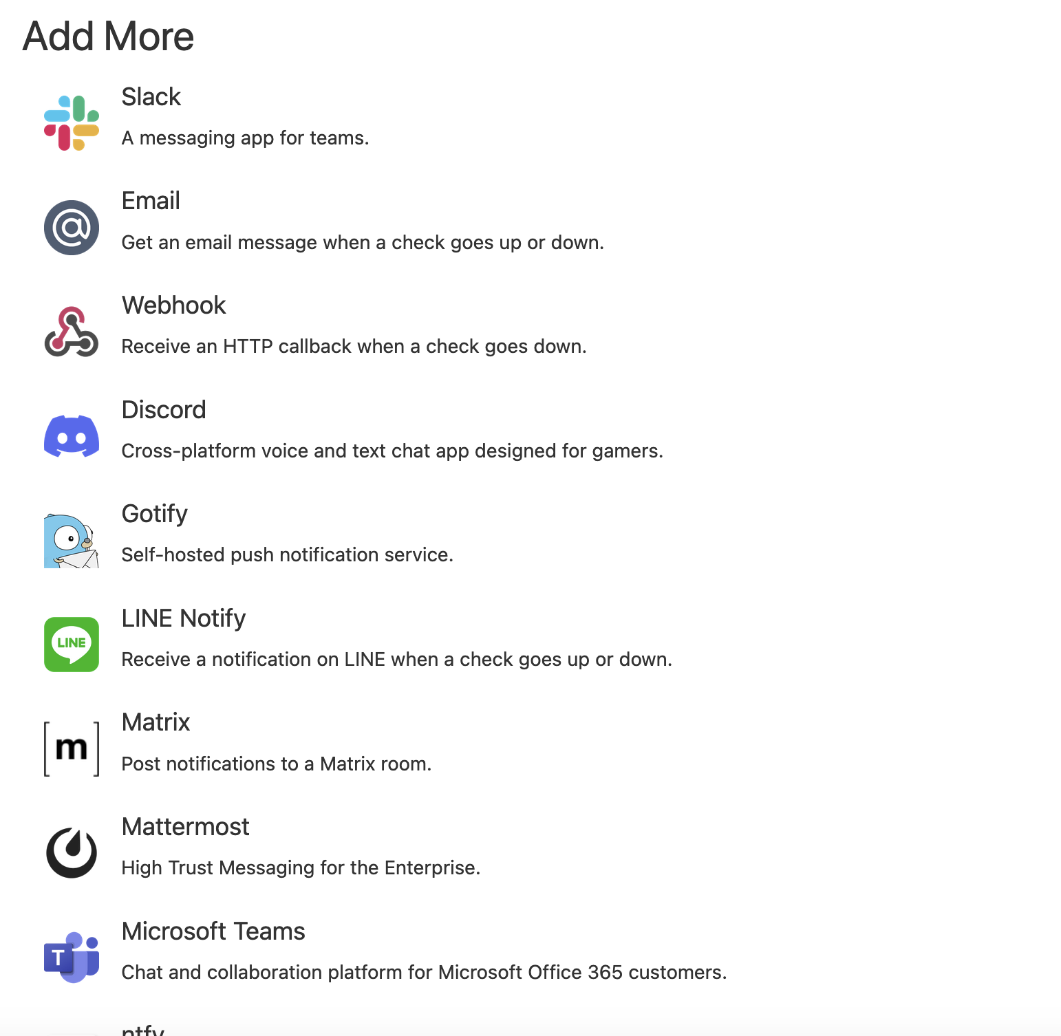 List of integrations